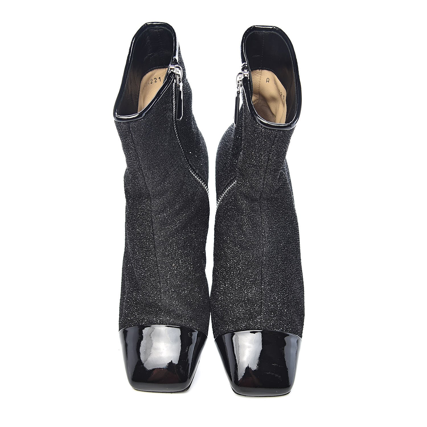 Chanel Glitter Patent Cap Toe Short Boots 39 Black 10 of 10
