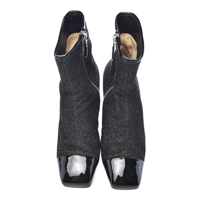 Chanel Glitter Patent Cap Toe Short Boots 39 Black 10 of 10