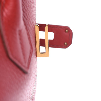 Hermes Taurillon Clemence Horseshoe Bi-Color Birkin 30 Rouge Garance and Orange 17 of 28
