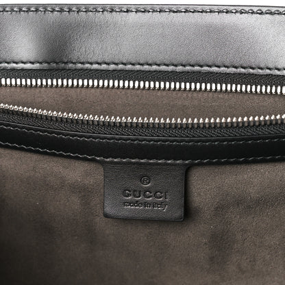 Gucci Guccissima Signature Medium Double Buckle Flap Messenger Bag Black 6 of 11