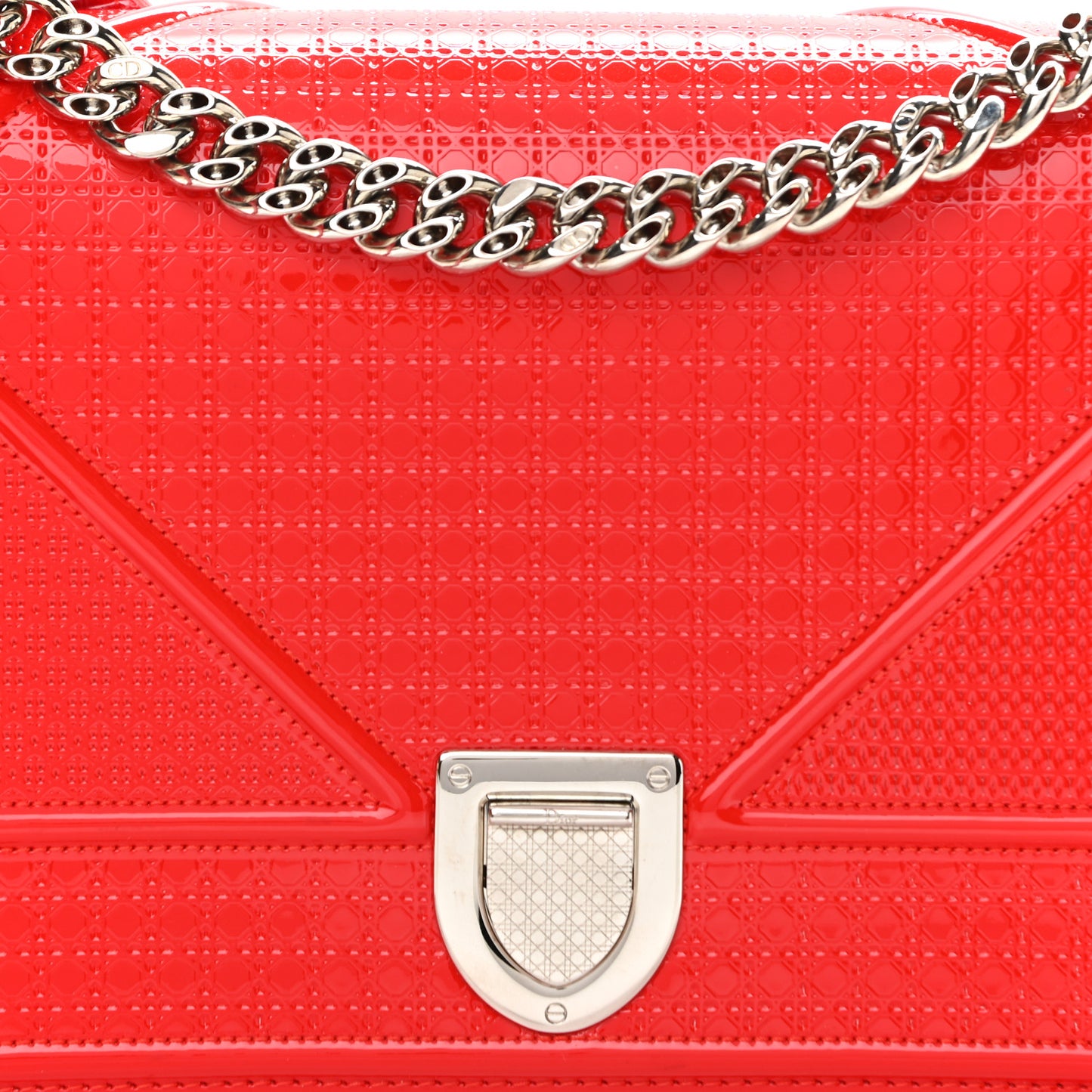 Patent Micro-Cannage Medium Diorama Flap Bag Red