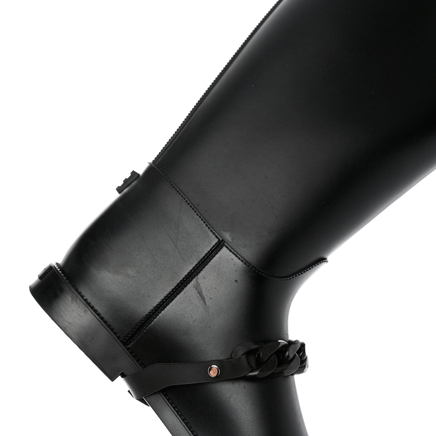 PVC Chain Strap Rain Boots 40 Black