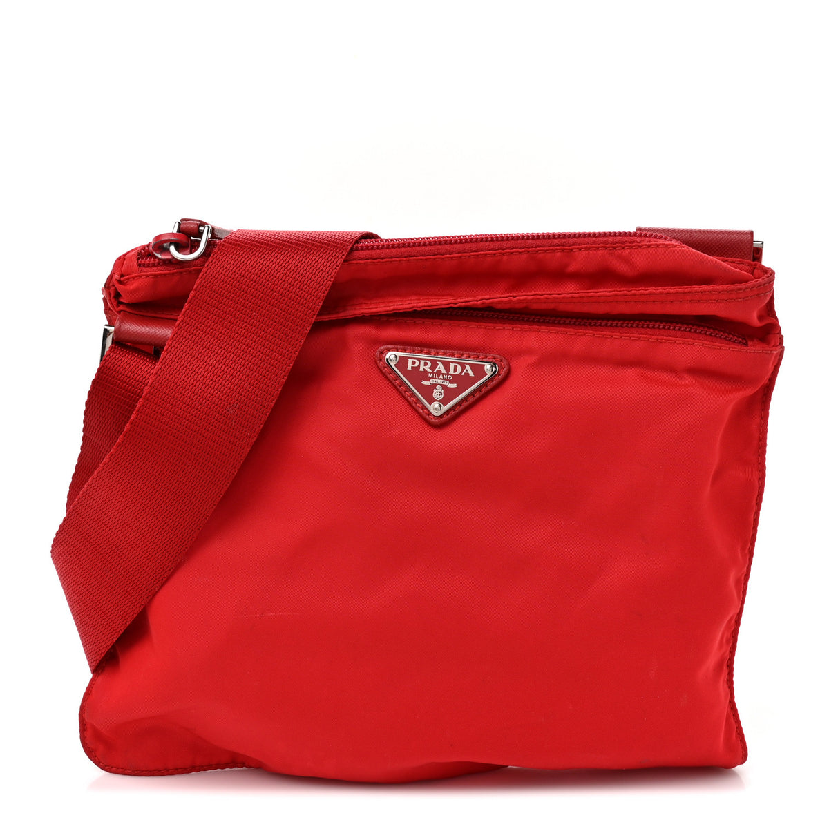 Prada Nylon Vela Saffiano Flat Messenger Bag Rosso 1 of 13