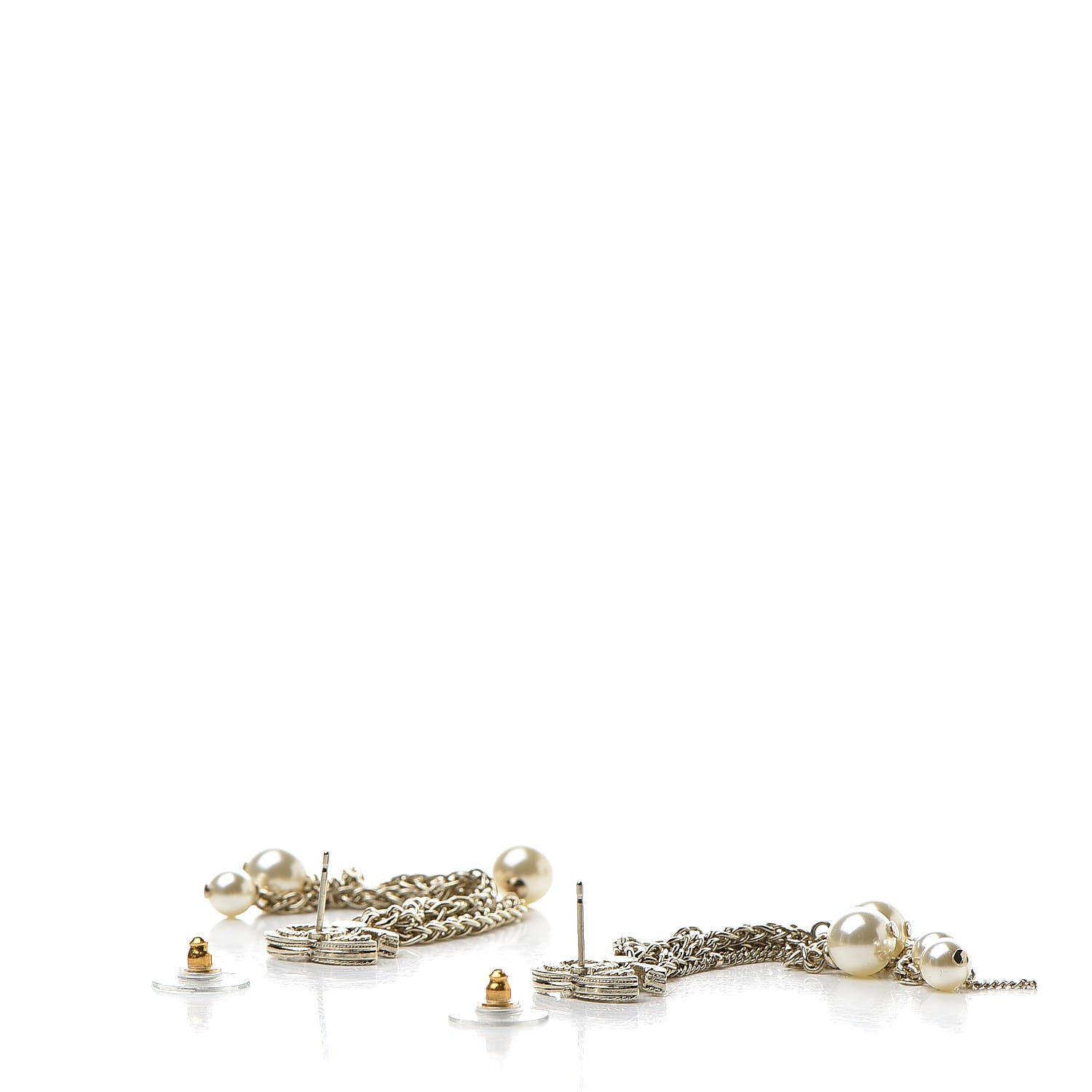 Chanel Pearl CC Chain Drop Earrings Gold 3 of 5