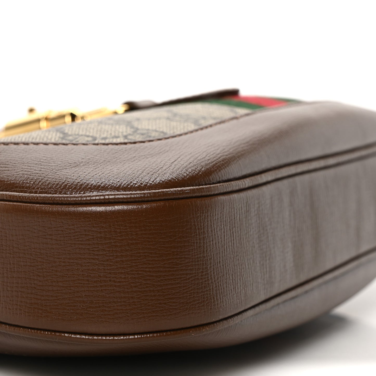 GG Supreme Monogram Azalea Calfskin Web Small Jackie 1961 Hobo Beige Ebony Brown Sugar