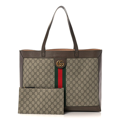 Gucci GG Supreme Monogram Web Ophidia Tote Brown 1 of 11