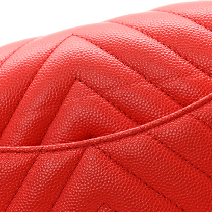 Chanel Caviar Chevron Quilted Mini Rectangular Flap Red 11 of 11