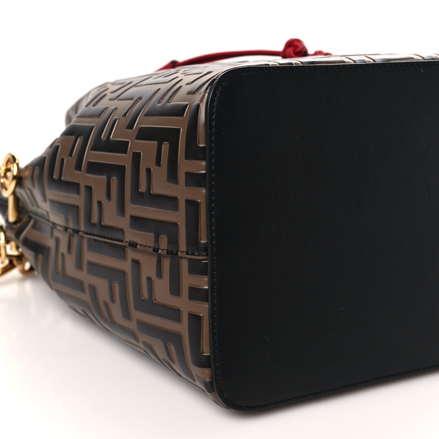 Vitello Grace F is Fendi Bi-Color FF 1974 Embossed Grande Mon Tresor Bucket Bag Maya Black Fragola