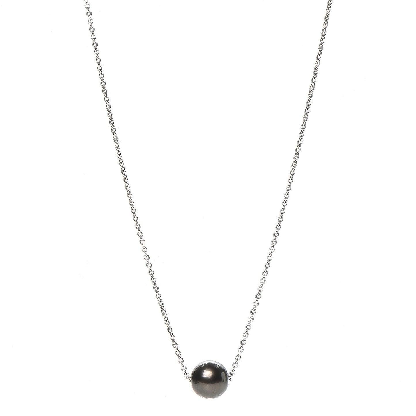 18K White Gold Black South Sea Pearl Pendant Necklace