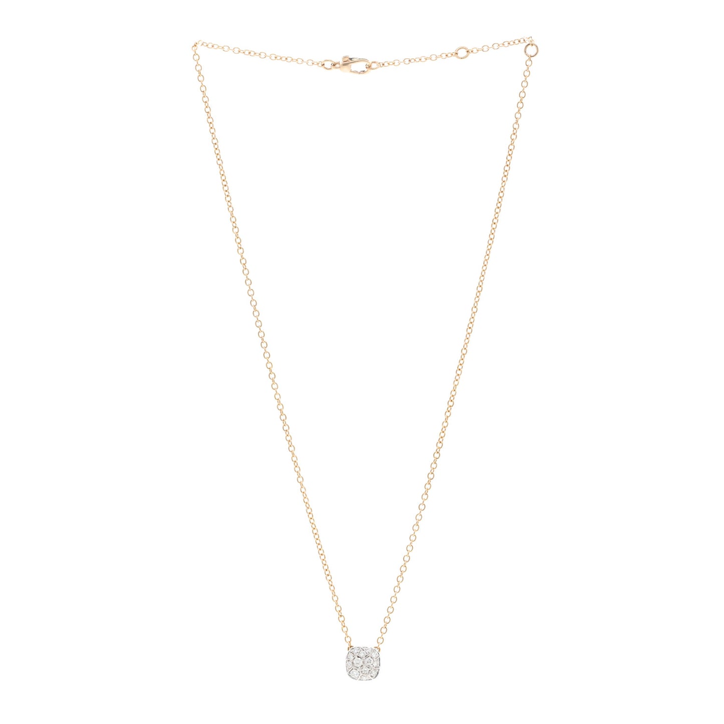 18K Rose White Gold Diamond Nudo Pendant Necklace