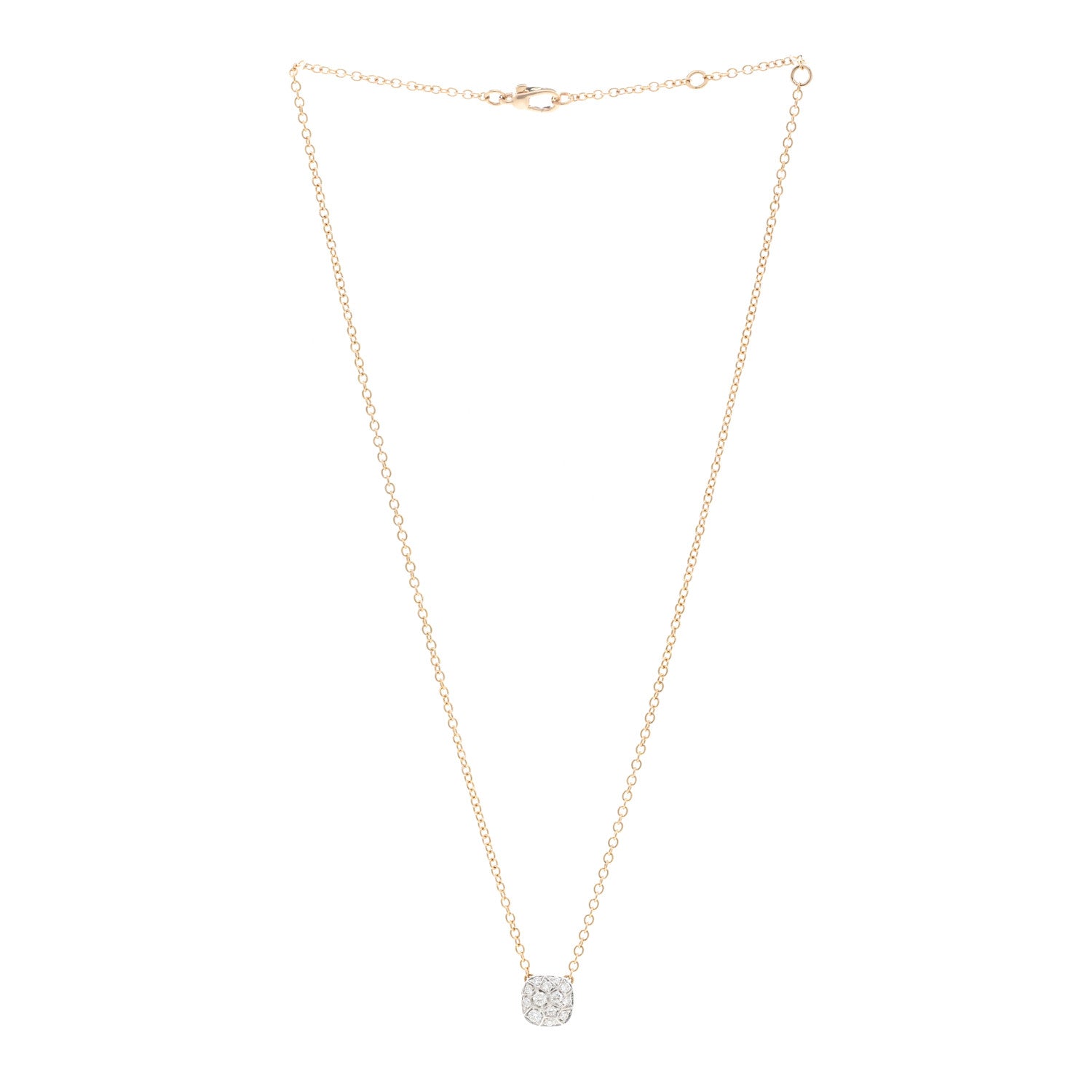 Pomellato 18K Rose White Gold Diamond Nudo Pendant Necklace 3 of 6