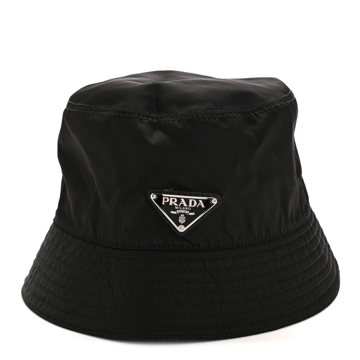 Re-Nylon Metal Triangle Logo Womens Bucket Hat S Black
