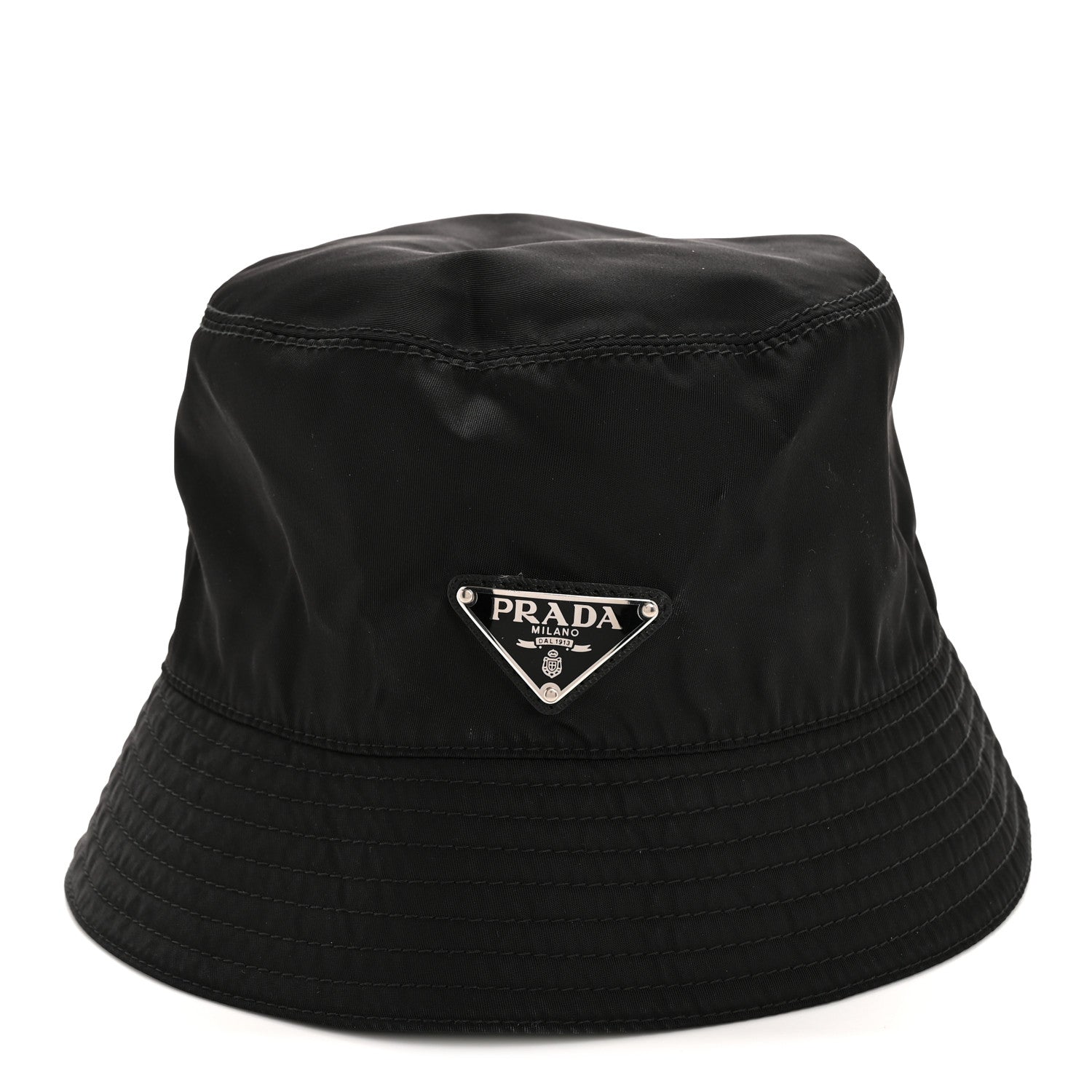 Prada Re-Nylon Metal Triangle Logo Womens Bucket Hat S Black 3 of 11