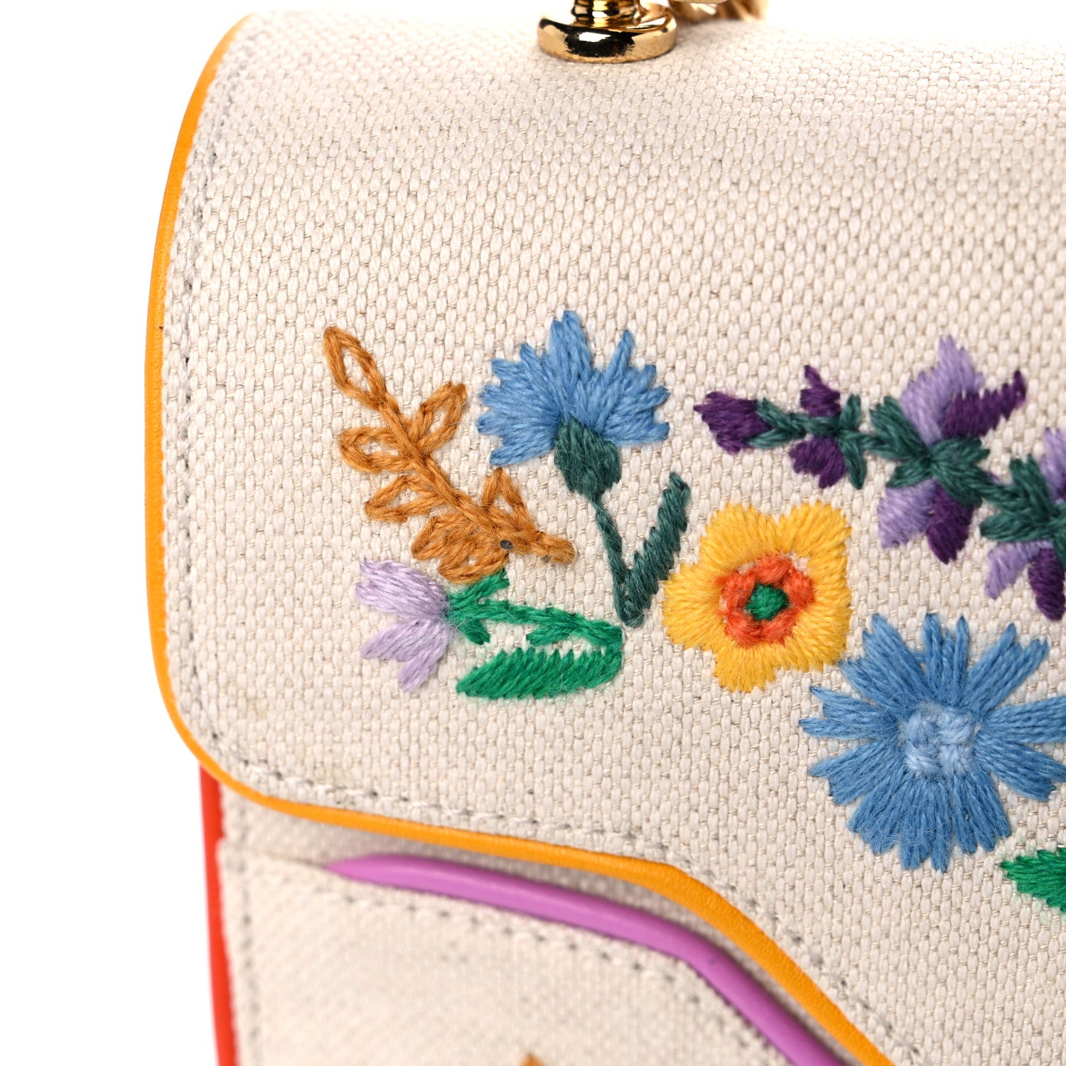 Gucci Linen Canvas Embroidered Small Shoulder Bag White 24 of 25