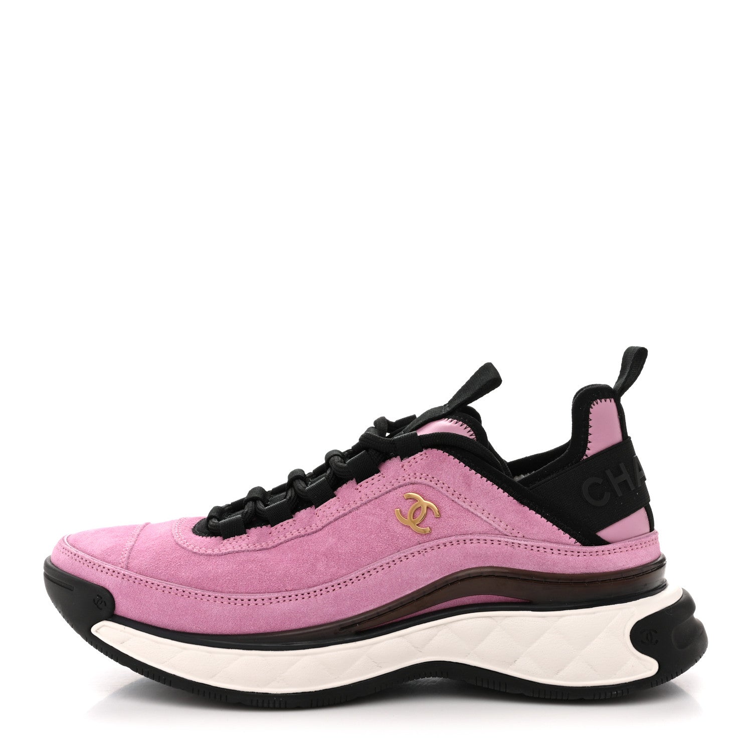 Chanel Suede Calfskin Nylon Grosgrain CC Sneakers 39 Dark Pink 1 of 10