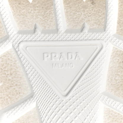 Prada Re-Nylon Gabardine Rubber Logo Quilted Womens 50mm Low Top Sneakers 37.5 White Black 7 of 9