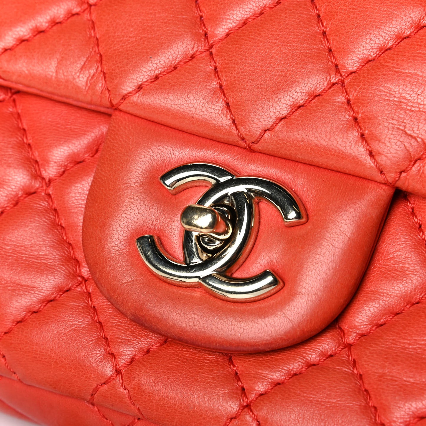 Lambskin Quilted East West Flap Red