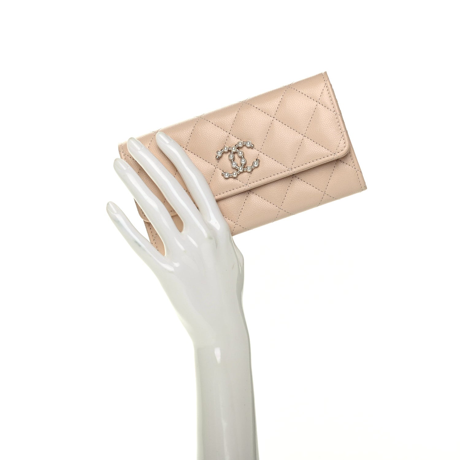 Chanel Caviar Pearl Quilted Coco Candy Wallet Beige 2 of 10