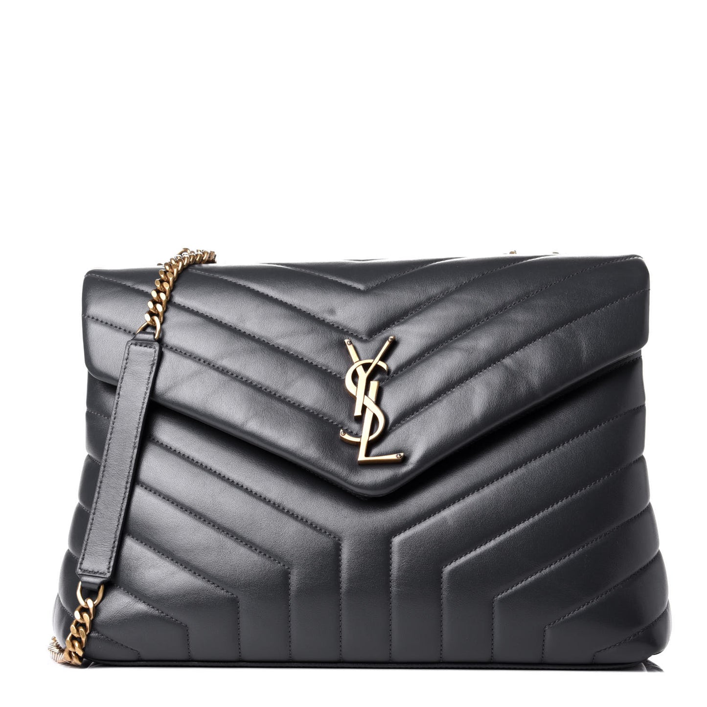 Calfskin Y Quilted Monogram Medium Loulou Chain Satchel Smog