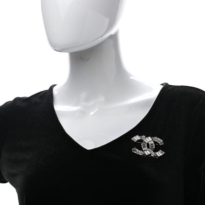 Chanel Crystal Baguette CC Brooch Silver Black 2 of 5