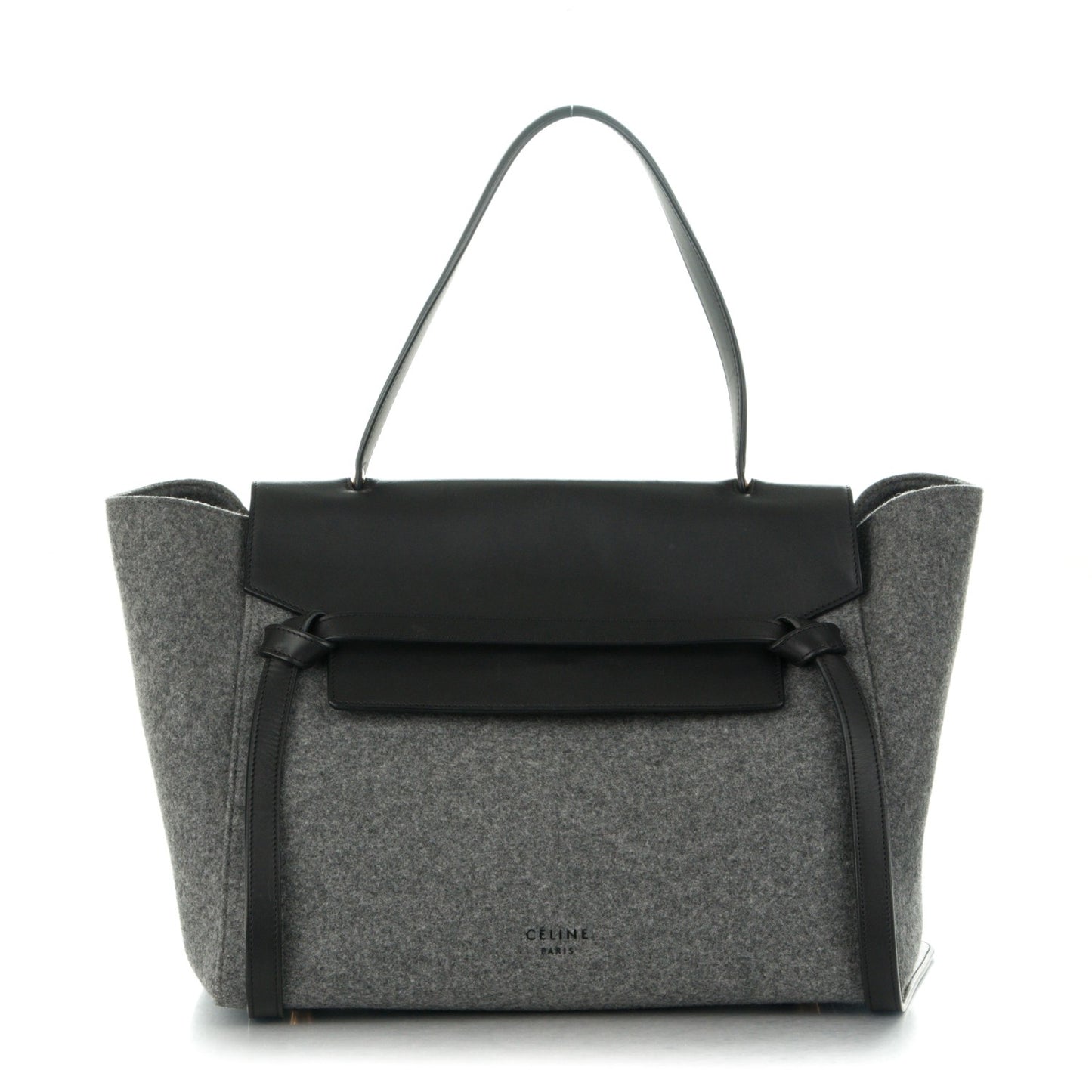 Felt Calfskin Small Belt Bag Grey Black
