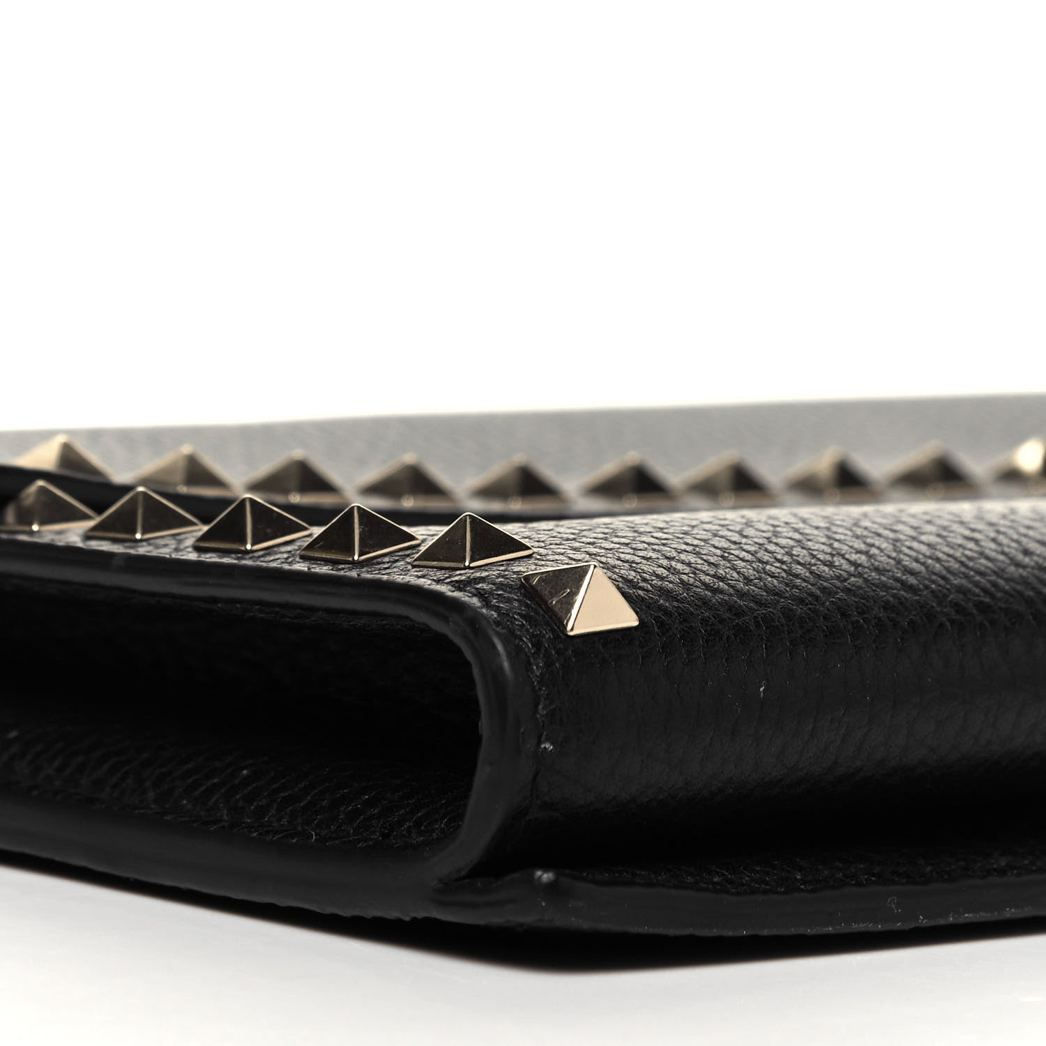 Valentino Garavani Pebbled Calfskin Large Rockstud Wristlet Clutch Black 7 of 9