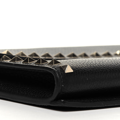 Valentino Garavani Pebbled Calfskin Large Rockstud Wristlet Clutch Black 7 of 9