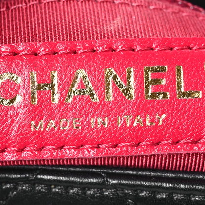 Chanel Lambskin Stitched Pearl Logo Top Handle Flap Black 6 of 12