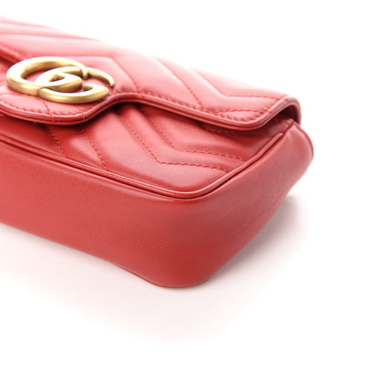 Gucci Calfskin Matelasse Super Mini GG Marmont Shoulder Bag Hibiscus Red 8 of 8