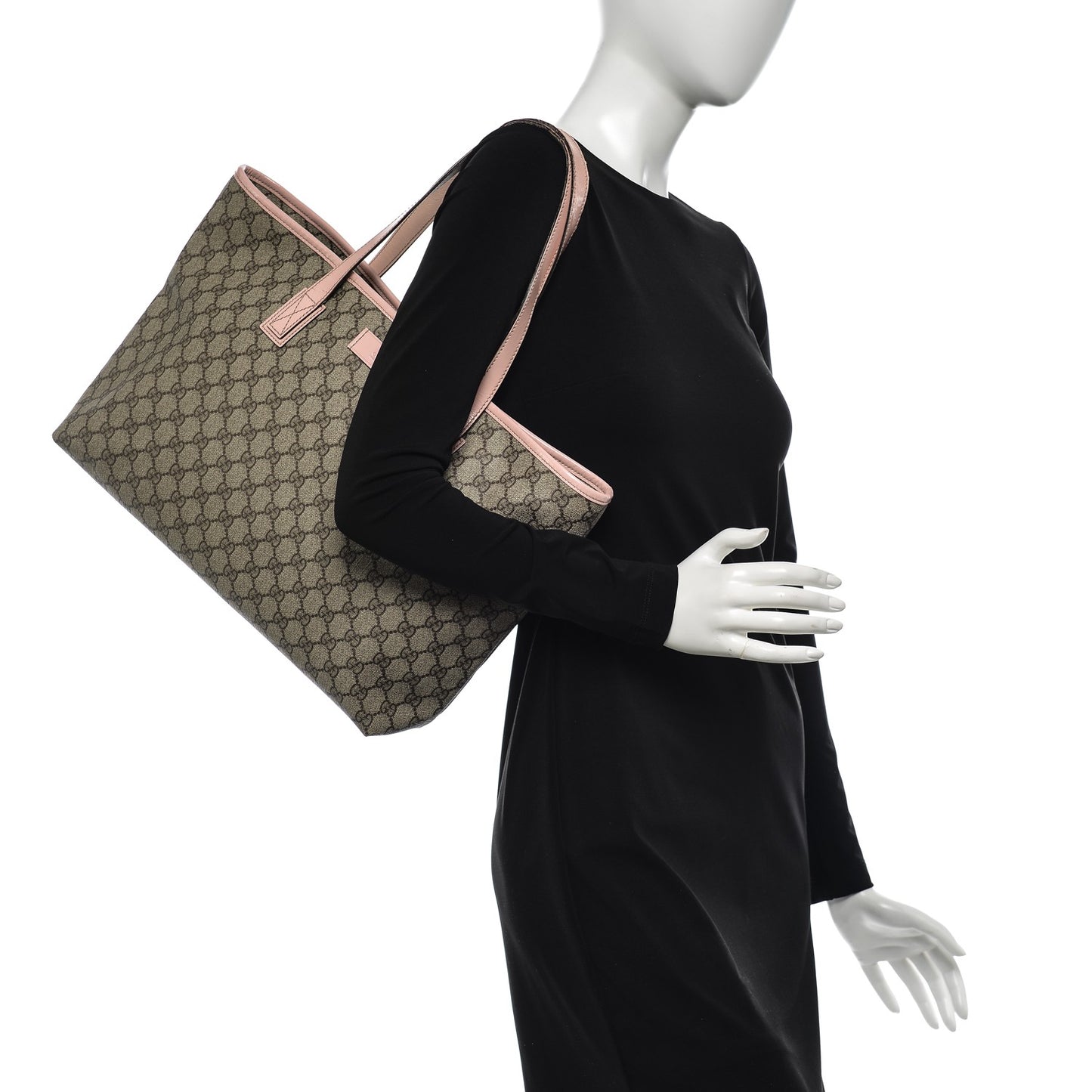 GG Supreme Monogram Medium Zippered Shopping Tote Pink