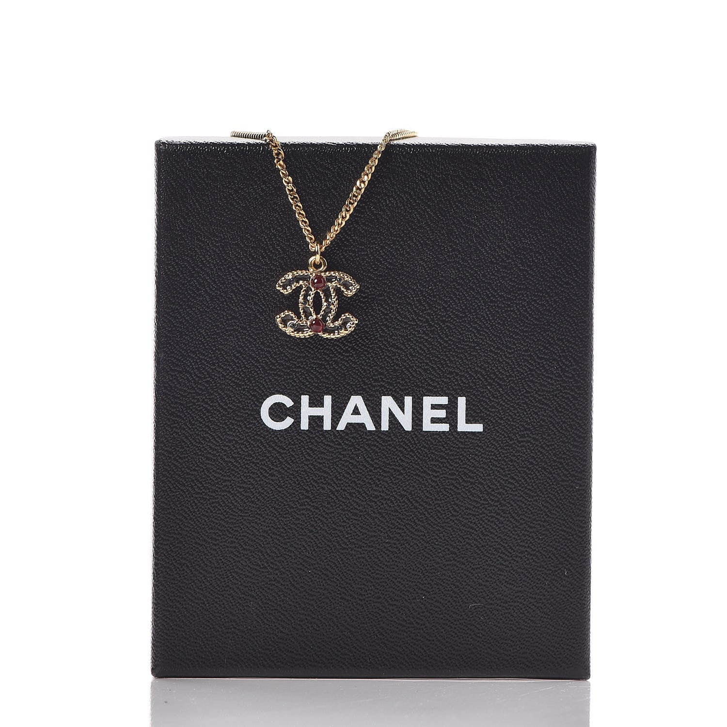 Chanel Enamel CC Necklace Black Red Gold 6 of 6