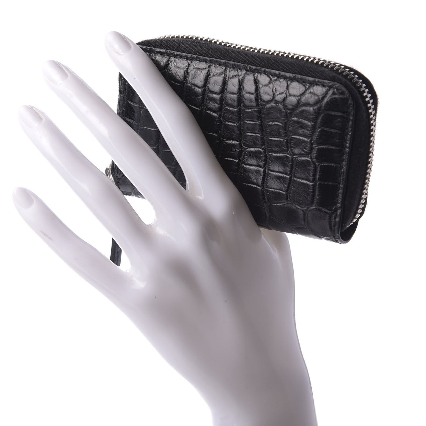 Crocodile Zip Around Card Case Black