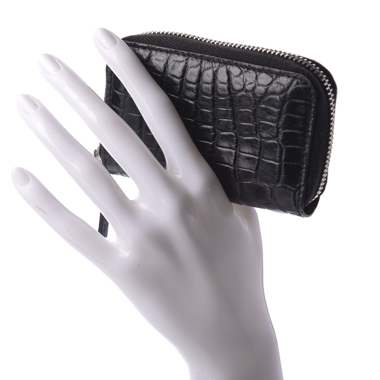 Gucci Crocodile Zip Around Card Case Black 2 of 8