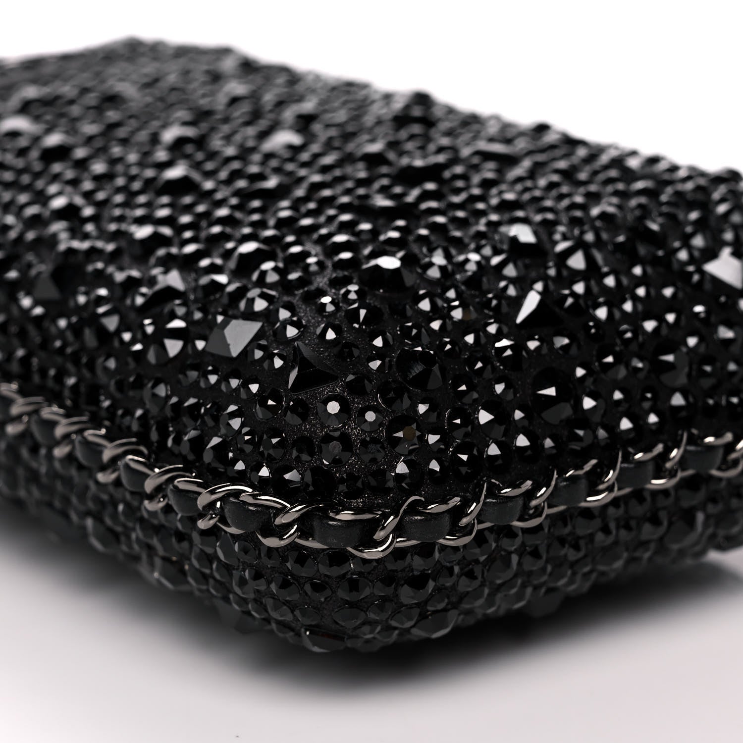 Chanel Satin Crystal Chain Around Phone Holder Black 9 of 11