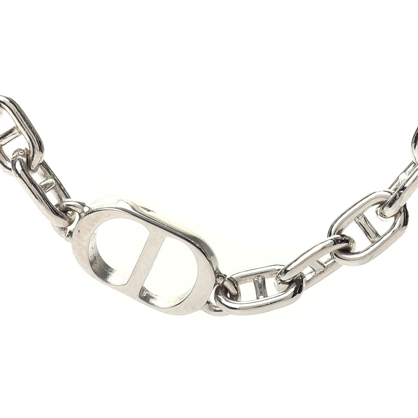 Palladium Grain De Cafe CD Chain Necklace Silver