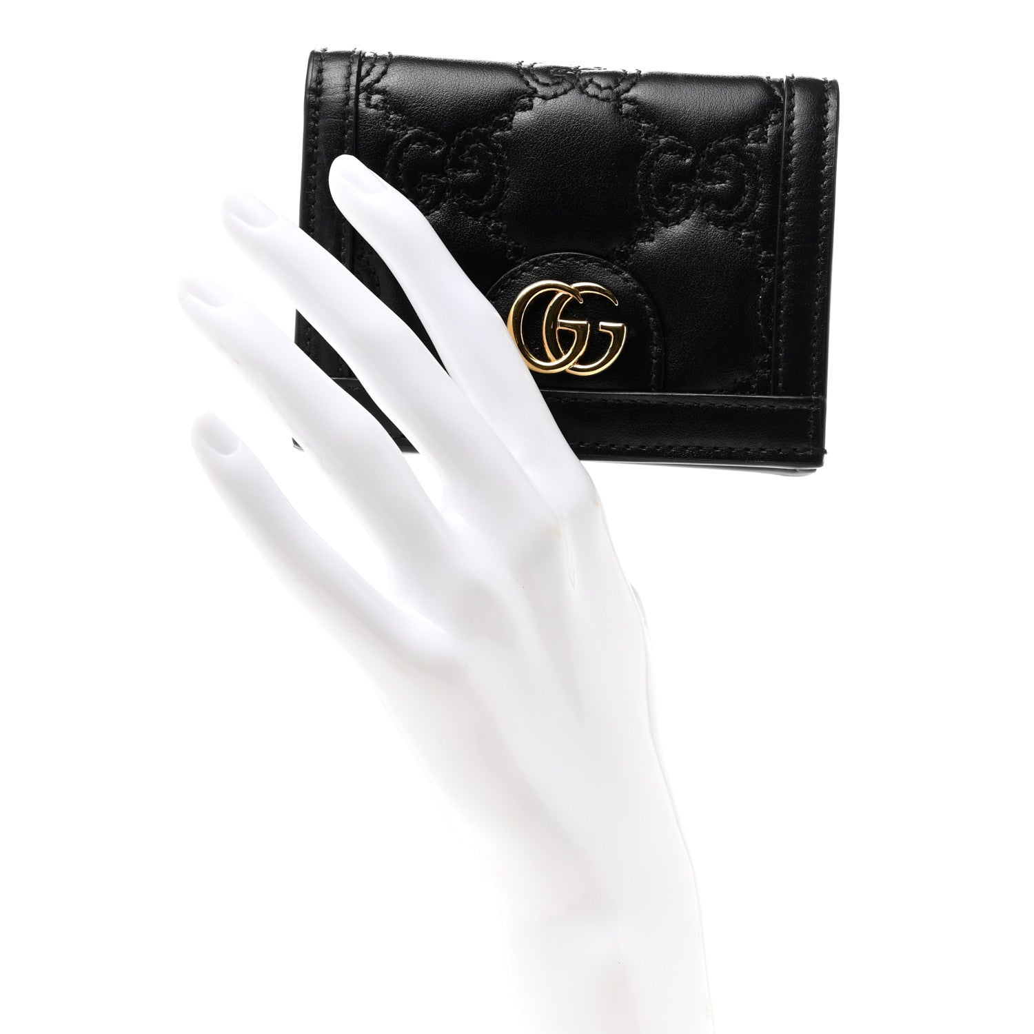 Gucci Calfskin GG Matelasse Card Case Wallet Black 2 of 10