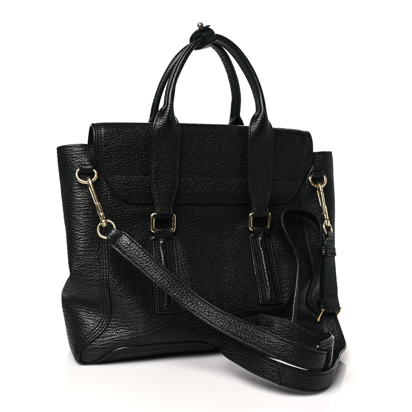 Textured Calfskin Medium Pashli Satchel Black