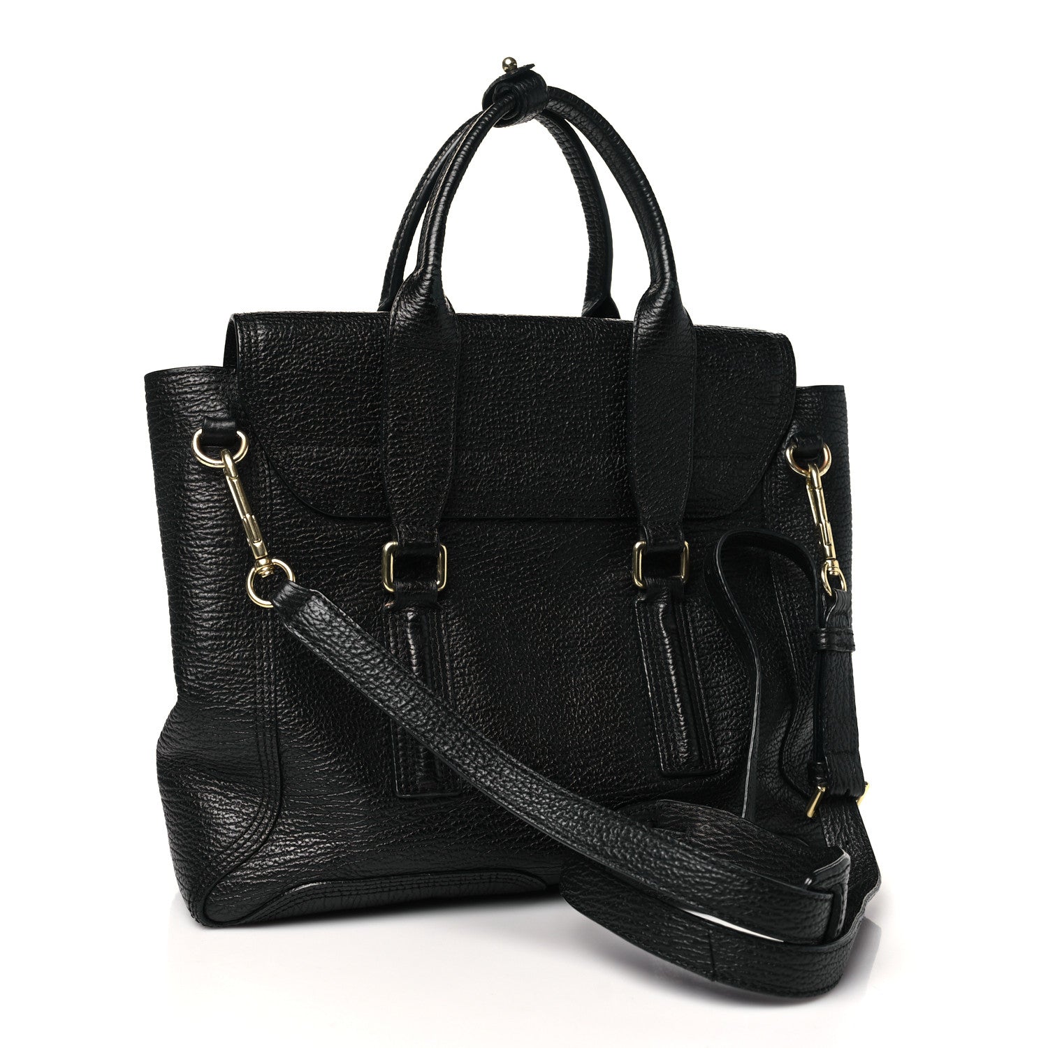 3.1 Phillip Lim Textured Calfskin Medium Pashli Satchel Black 3 of 11