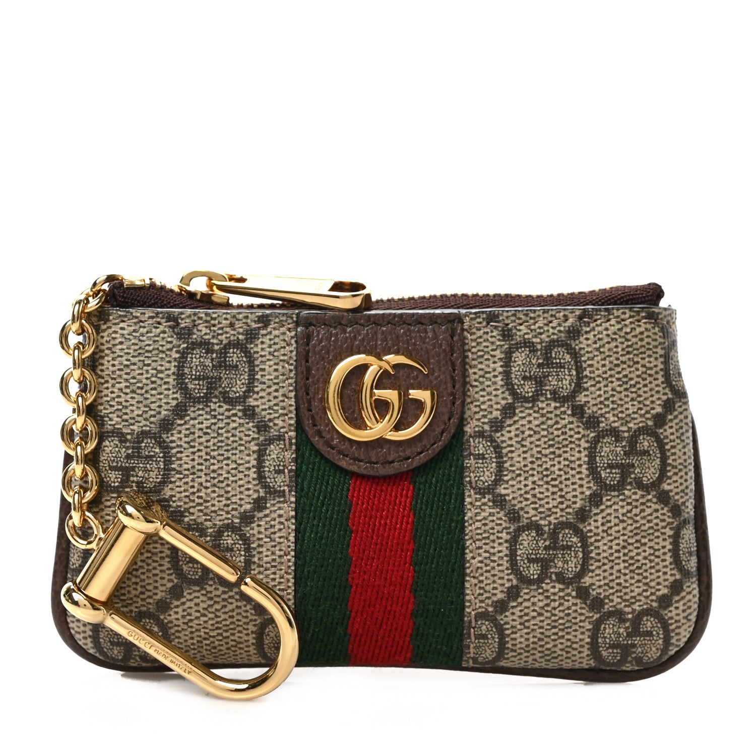Gucci GG Supreme Monogram Web Ophidia Key Case Beige New Acero 1 of 6