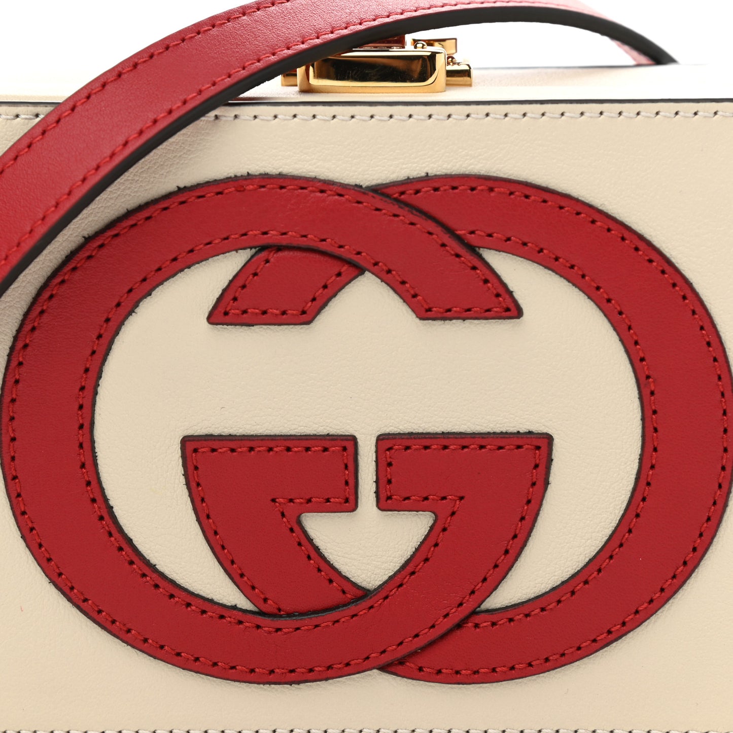 Vitello Eclipse Mini Interlocking G Shoulder Bag Mystic White Hibiscus Red