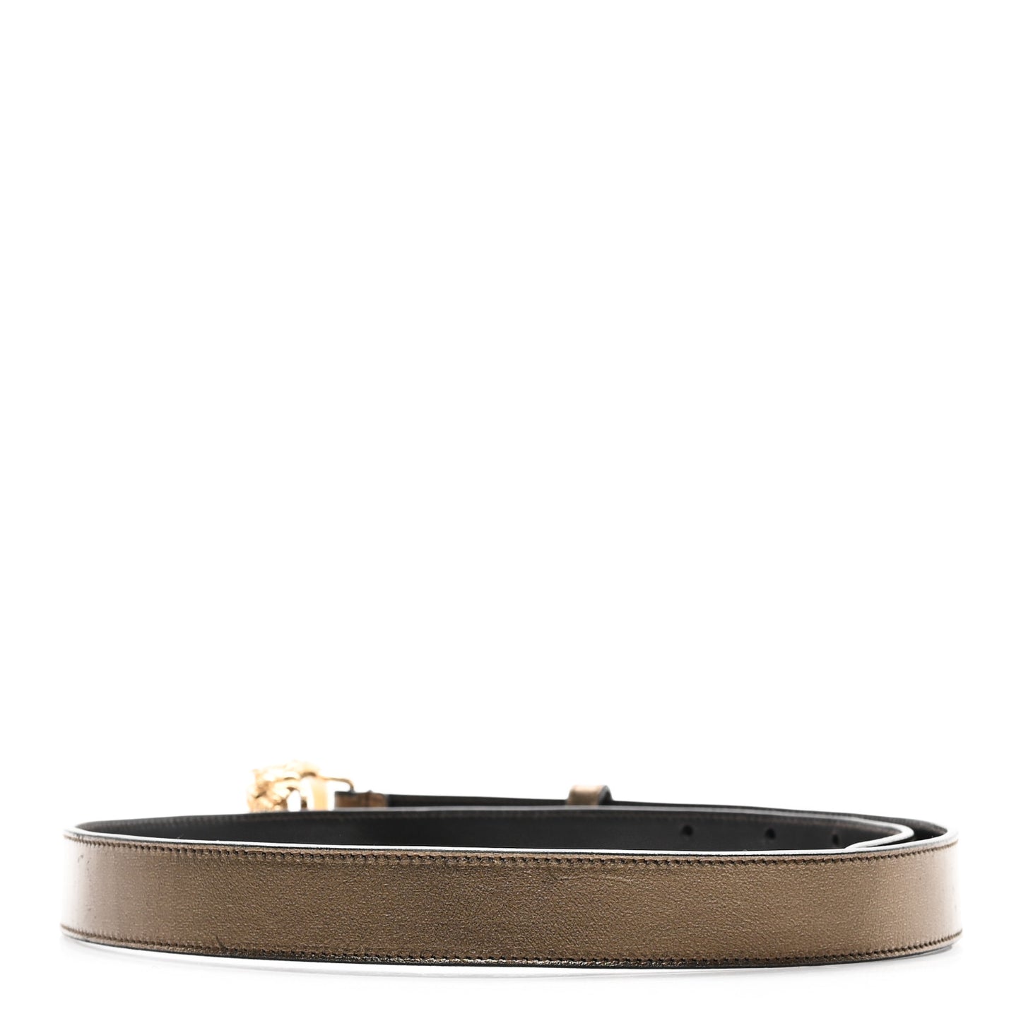 Metallic Moon Calfskin Tiger Head 35mm Belt 80 32 Bronze