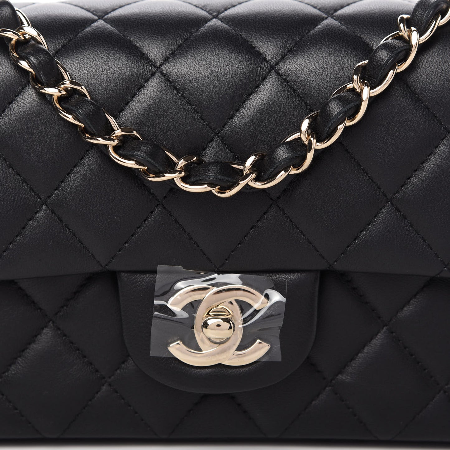 Lambskin Quilted Mini Rectangular Flap Black