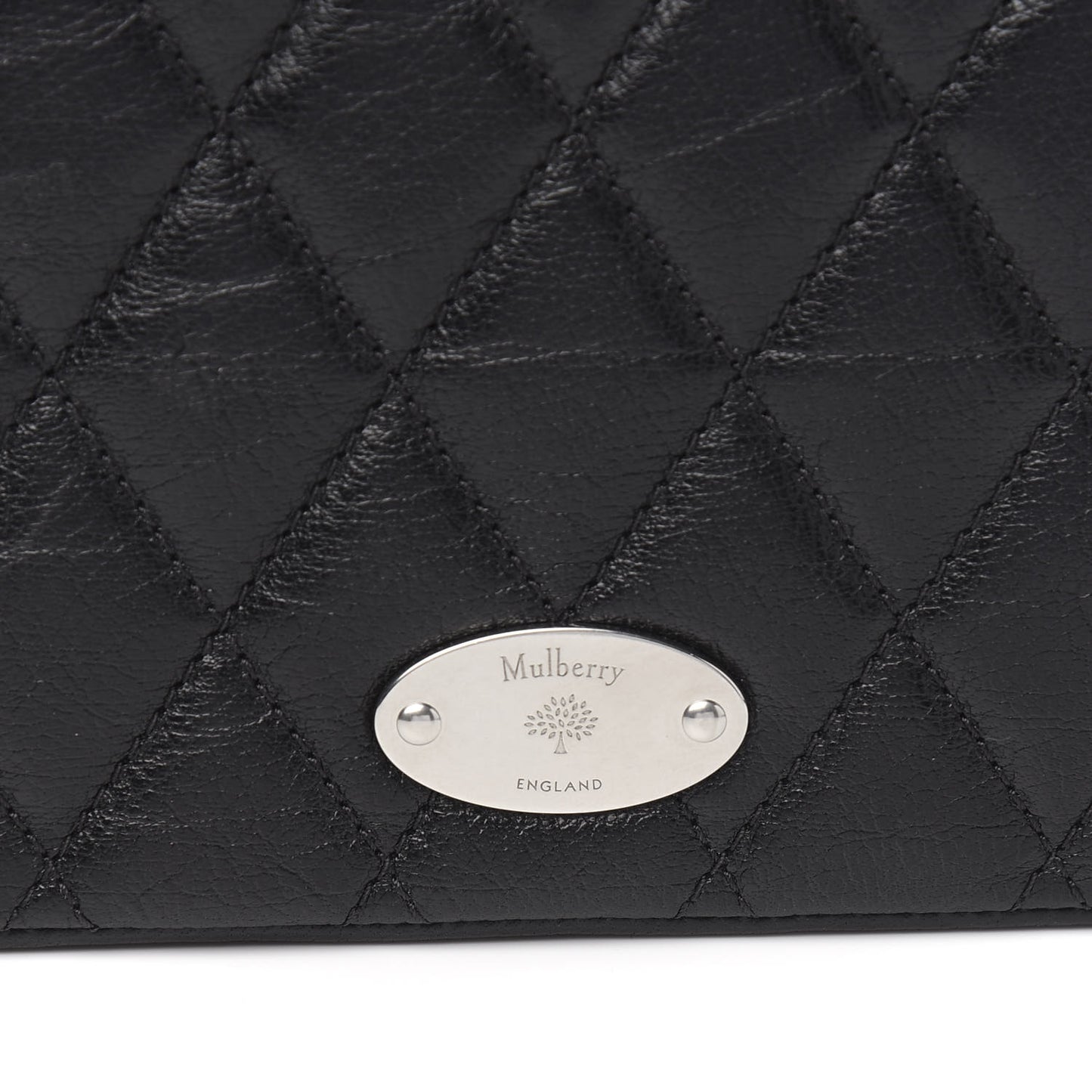 Shiny Buffalo Quilted Plaque Wallet on Chain Black