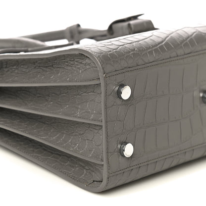 Saint Laurent Calfskin Crocodile Embossed Baby Sac De Jour Fog 8 of 10