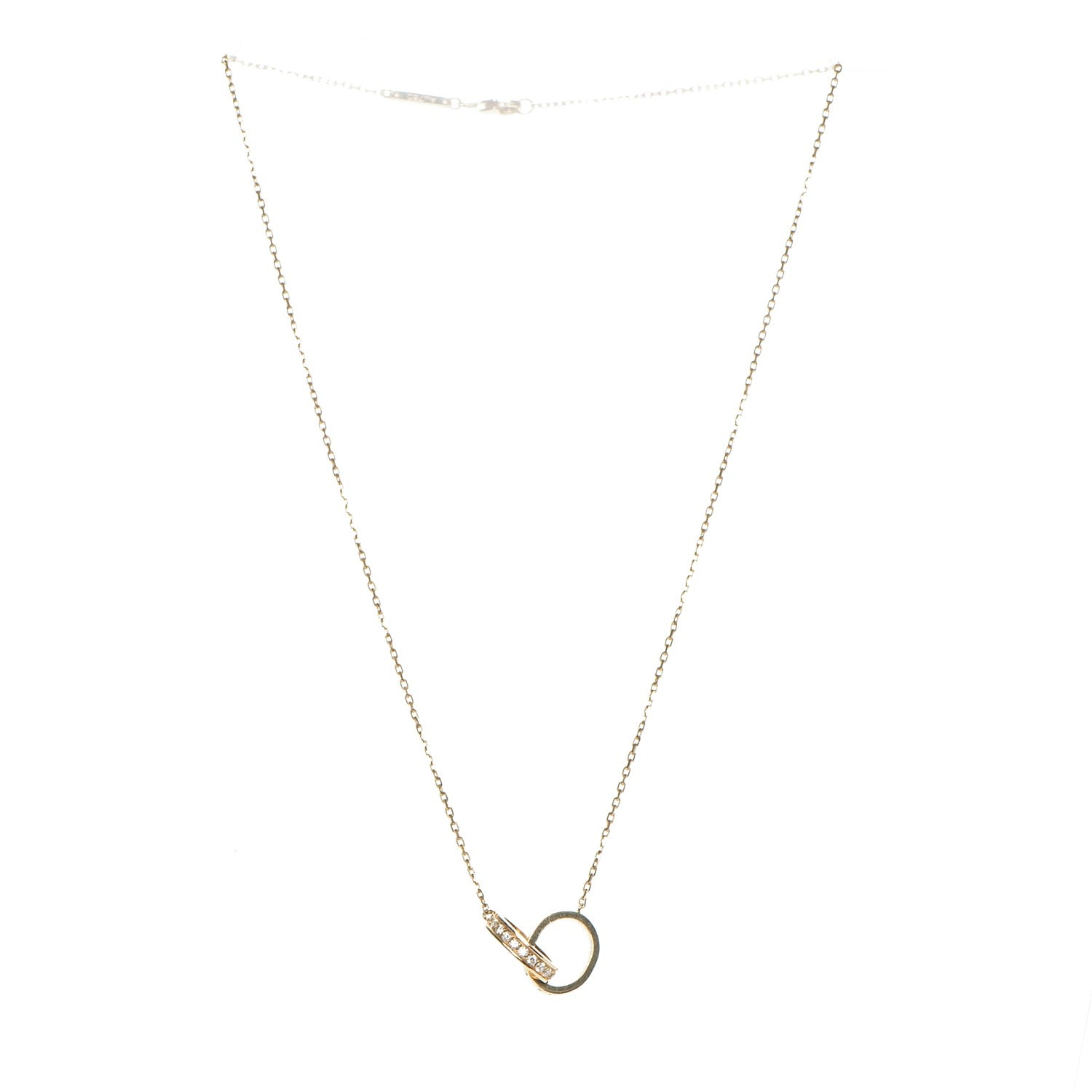 Cartier 18K Yellow Gold Diamond Interlocking LOVE Necklace 3 of 7