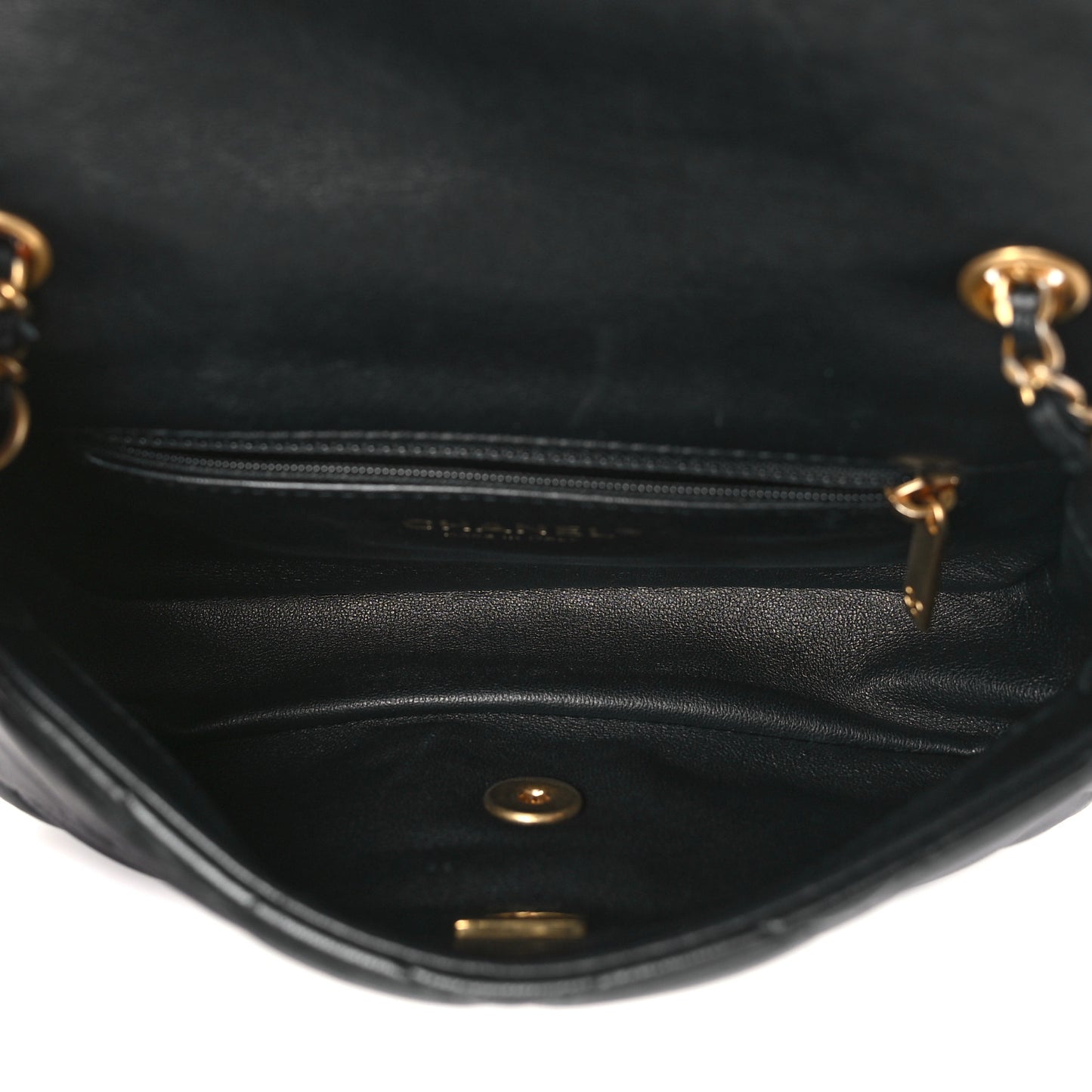 Lambskin Quilted Mini Heart Charms Flap Black
