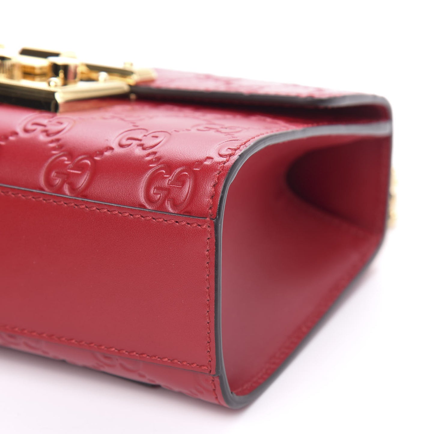 Guccissima Small Padlock Shoulder Bag Hibiscus Red