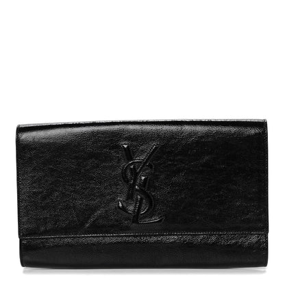 Saint Laurent Textured Patent Monogram Large Belle De Jour Clutch Black 1 of 6