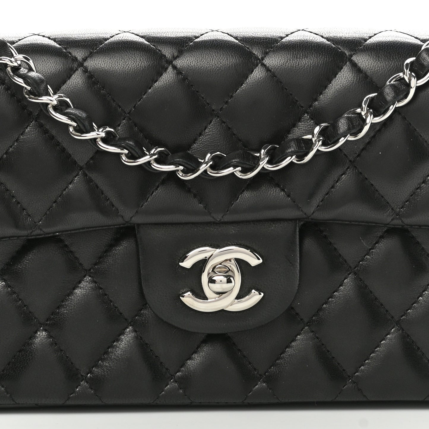 Lambskin Quilted East West Flap Black