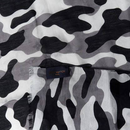 Louis Vuitton Cotton Silk Monogram Camouflage Stole Black 2 of 4